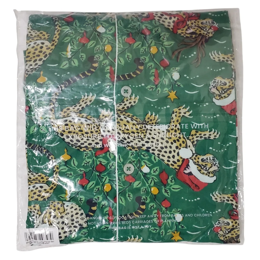 Printfresh Pajama Set Bagheera Leopard Christmas Mistletoe Short Sleeve/Pants